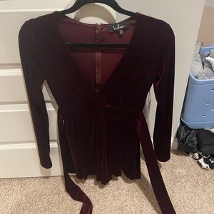 Burgundy Long Sleeved Romper XS